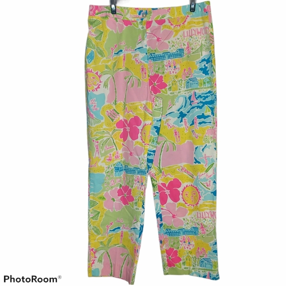Lilly Pulitzer Pants - Vintage Lilly Pulitzer multicolor size 8 Lillywood ankle yellow pants